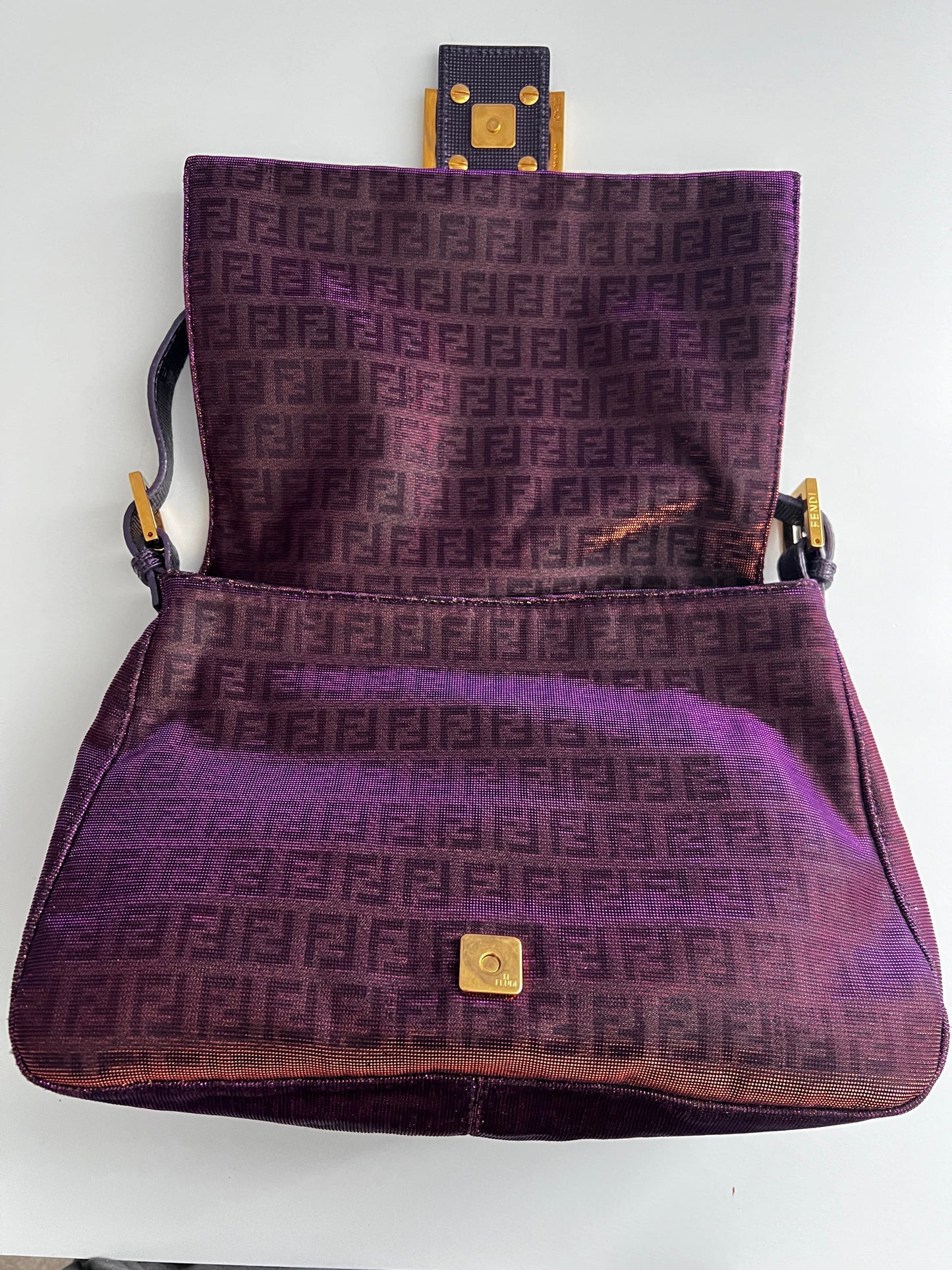Fendi baguette purple mamma zucchino shoulder bag