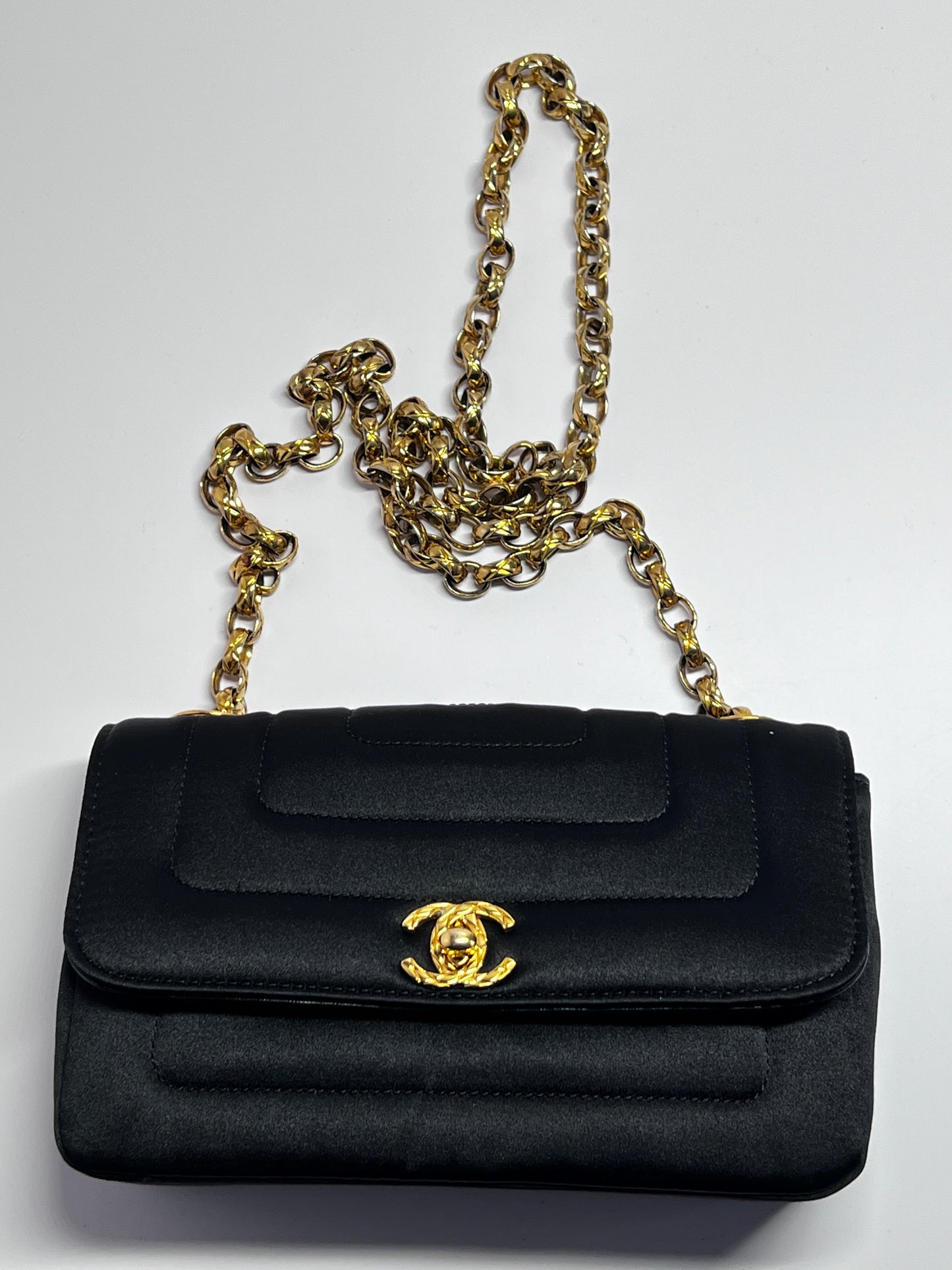 Vintage Chanel mini rectangular satin flap bag