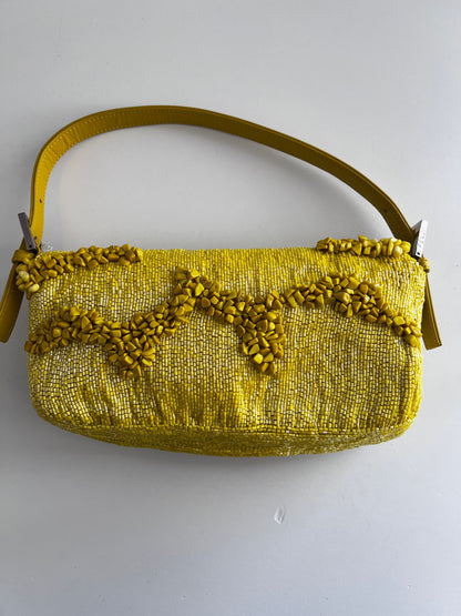 Vintage fendi yellow beaded baguette