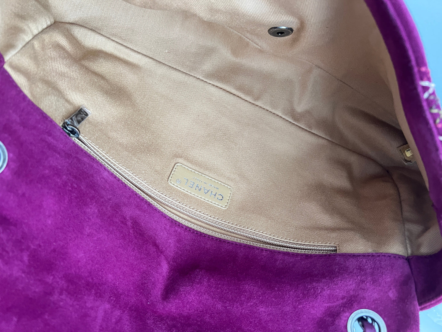 Chanel burgundy suede quilted flap bag