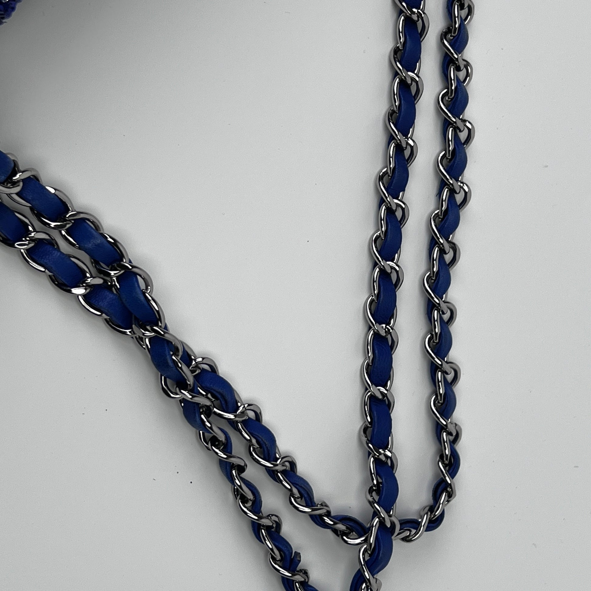 Chanel Blue marine sequin medium size single flap bag