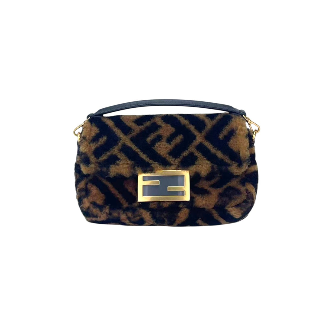 Fendi Mini FF Shearling Baguette