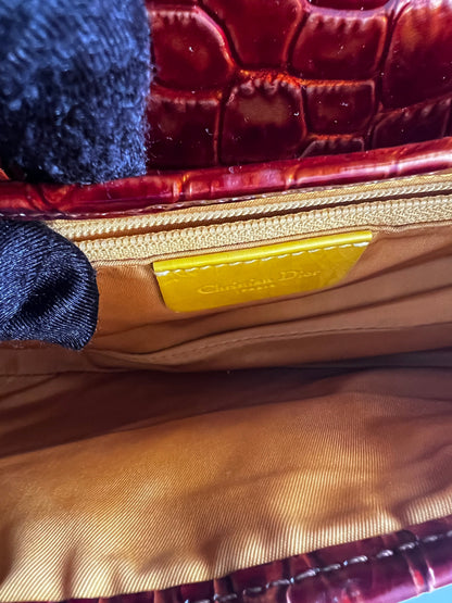 Vintage Dior crocodile embossed saddle bag