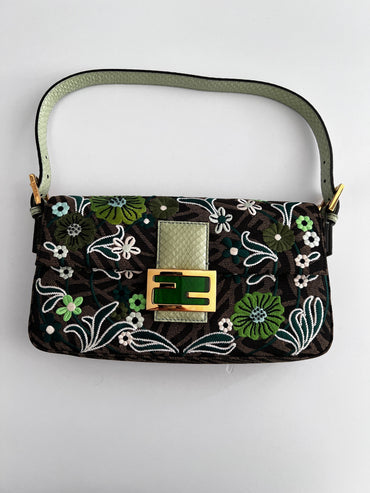 Fendi embroidered zucca baguette 1997