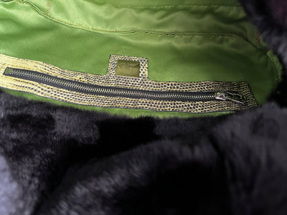 Fendi rabbit fur floral embroidery beaded baguette