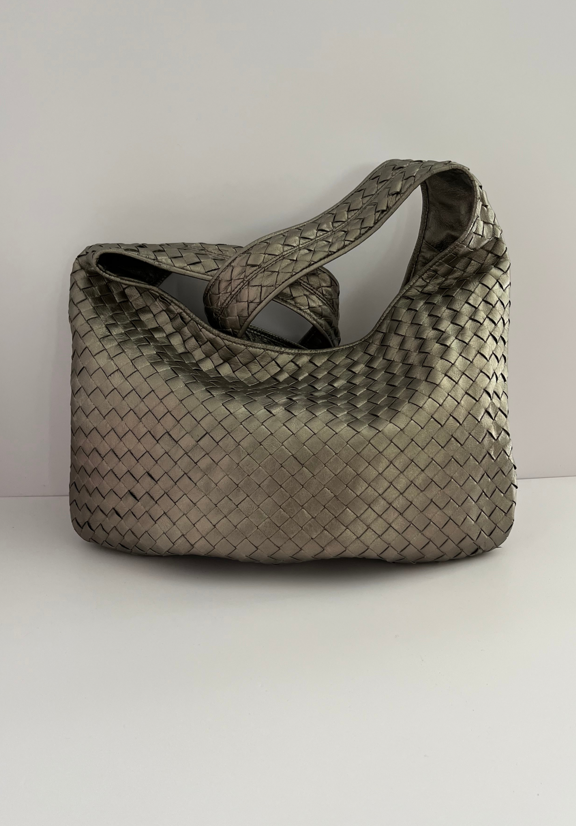 Bottega Veneta silver gray Leather Shoulder Bag