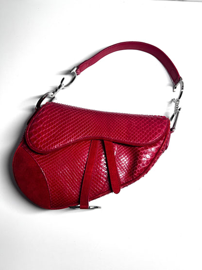 Vintage Dior red Python with suede saddle