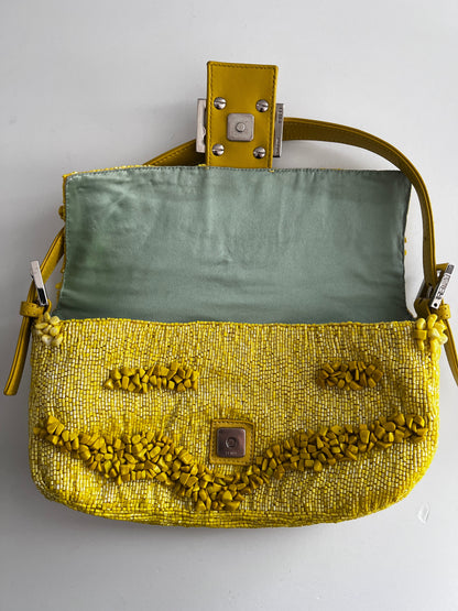 Vintage fendi yellow beaded baguette