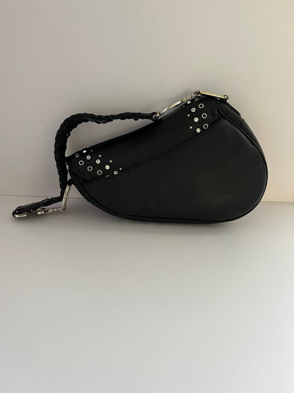 Dior Saddle Vintage love&peace limited edition black leather shoulder bag