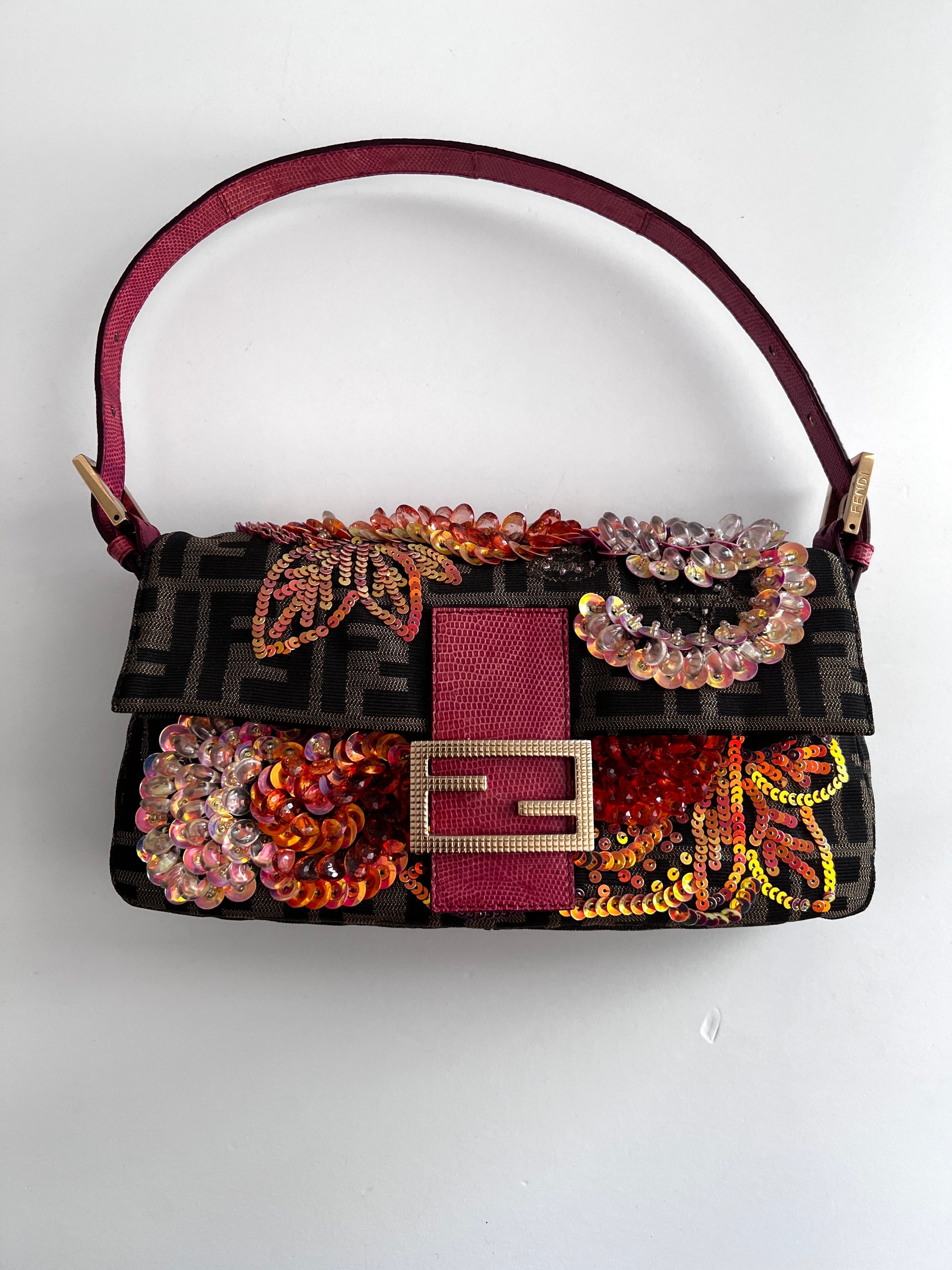 Vintage Fendi embroidered zucca baguette 2004