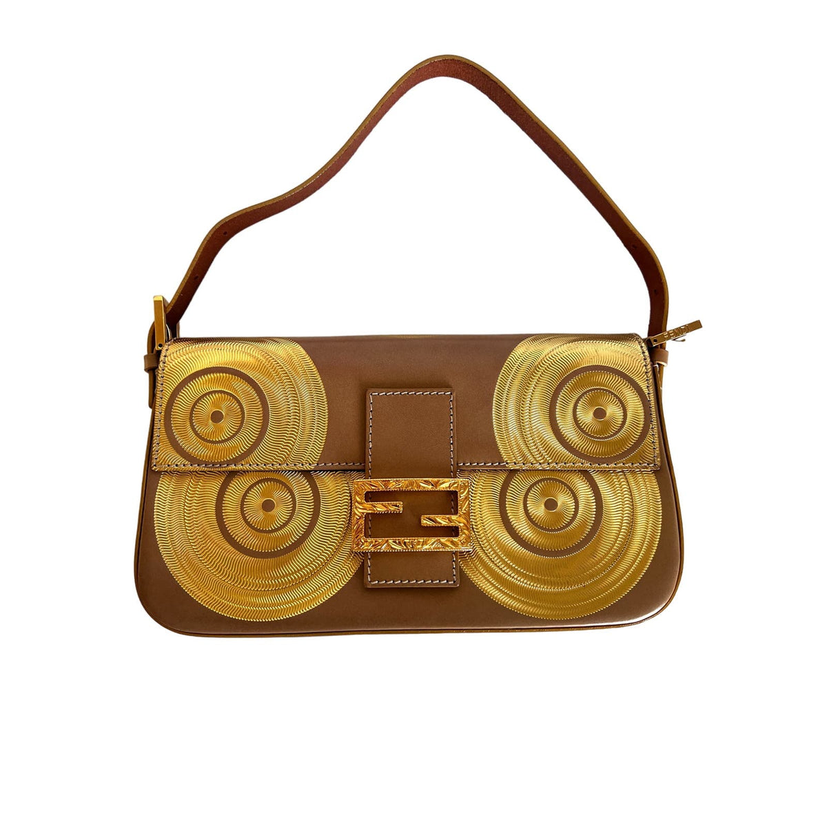 Fendi Vintage Fendi gold swirl pattern baguette from 2000-2001