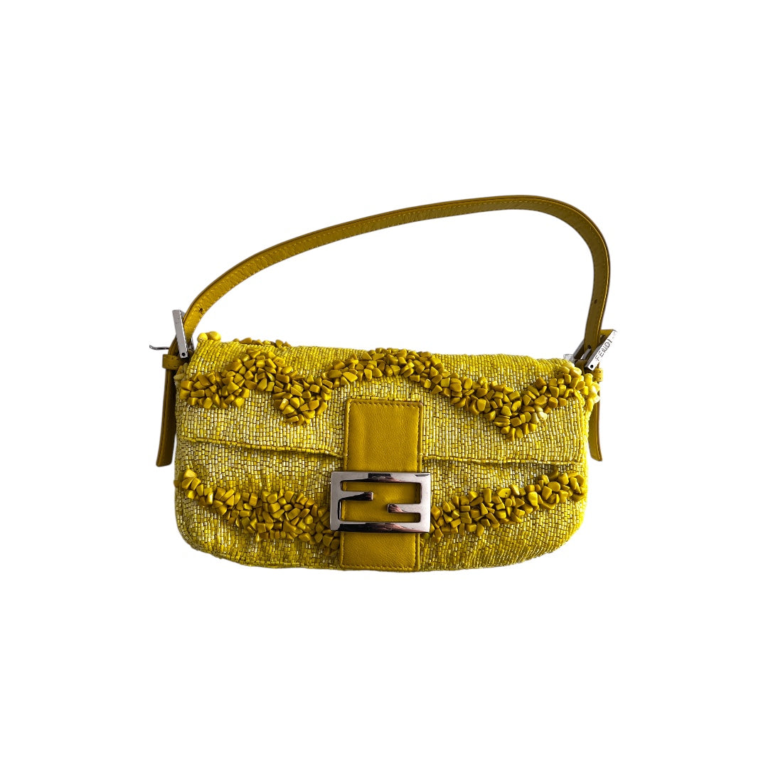 Fendi Vintage fendi yellow beaded baguette