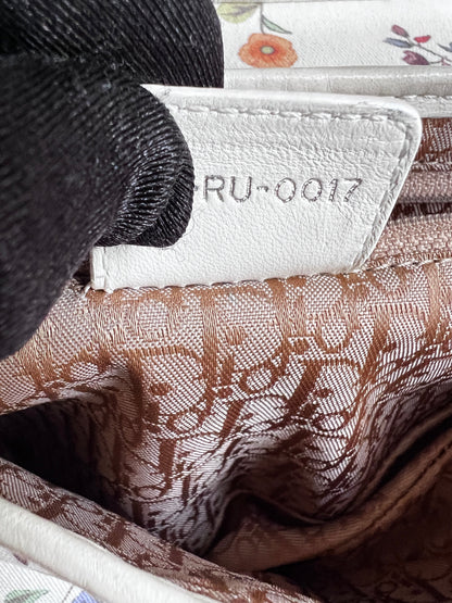 Dior limited edition white floral canva saddle bag