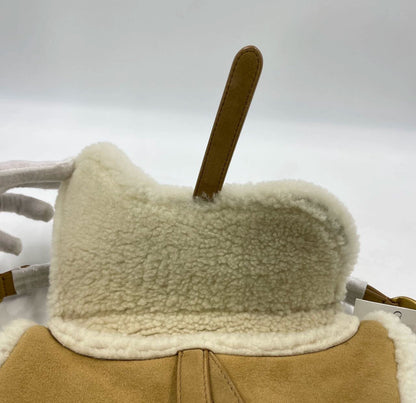 NWT!Dior caramel shearling saddle bag