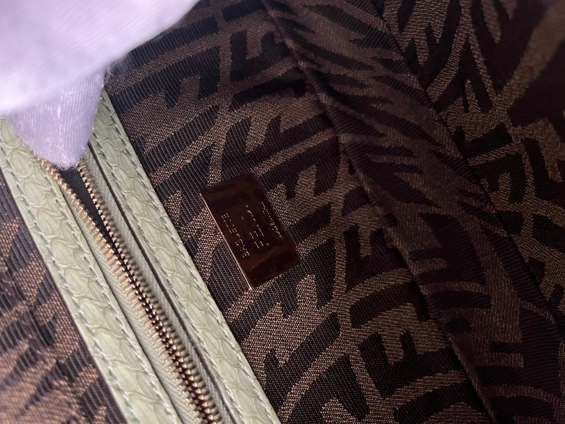 Fendi baguette FF embroidery gold hardware shoulder bag