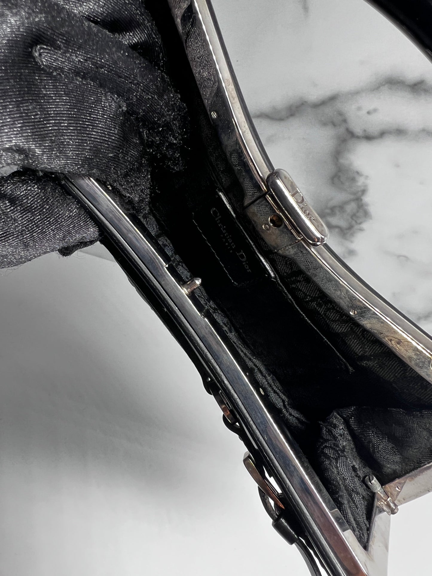 Vintage Dior Black patent bondage mini bag