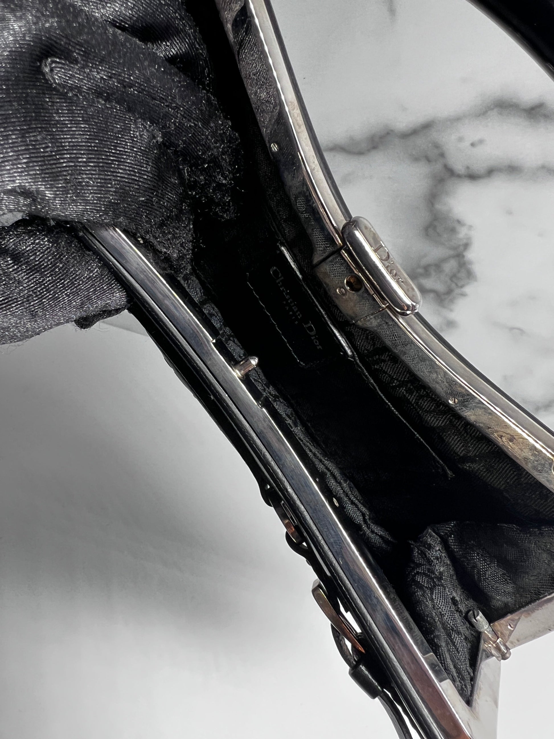 Vintage Dior Black patent bondage mini bag