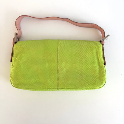 Vintage Fendi Neon Green Python Skin Baguette