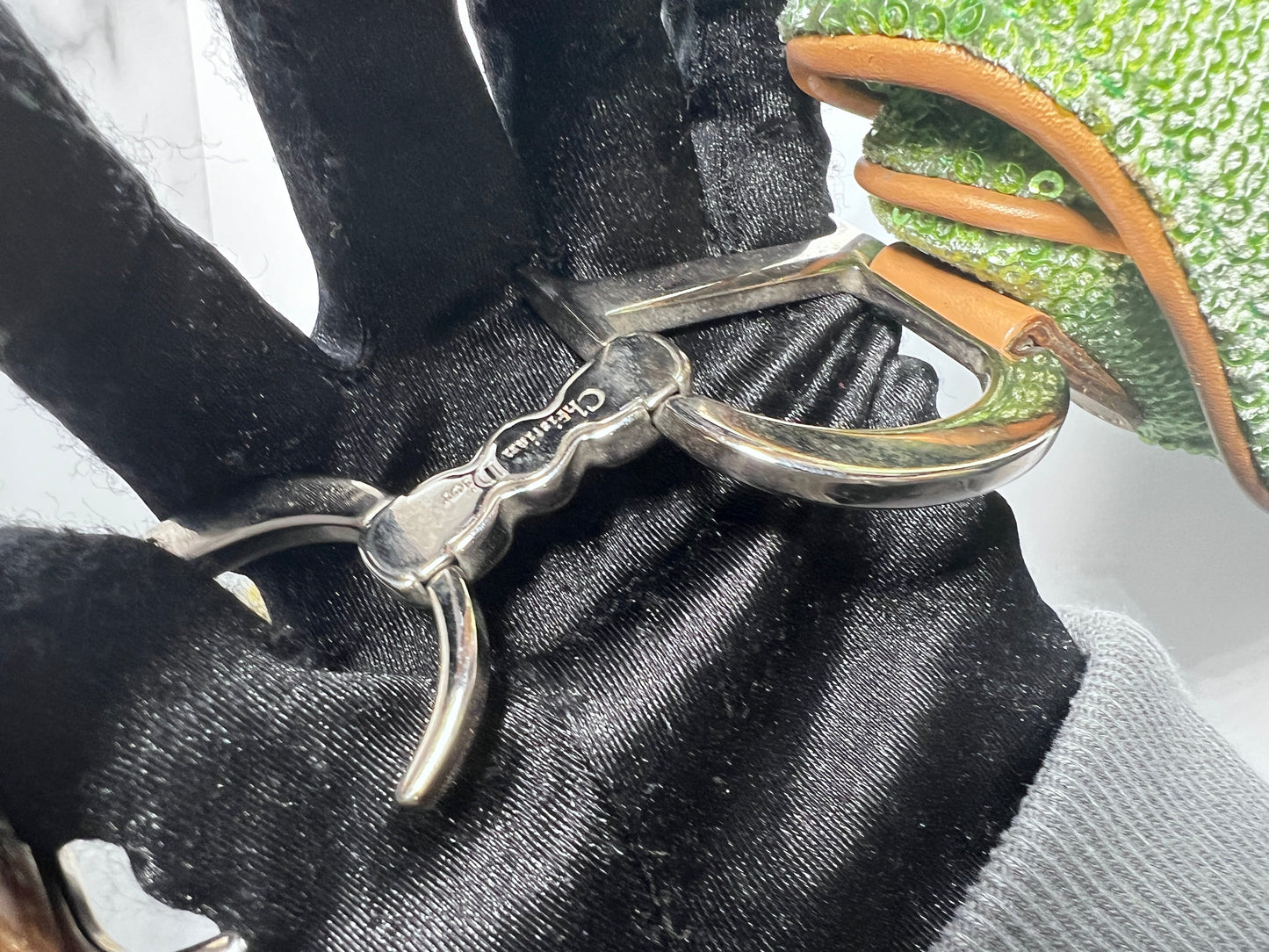 Ultra rare Dior green sequin double saddle bag