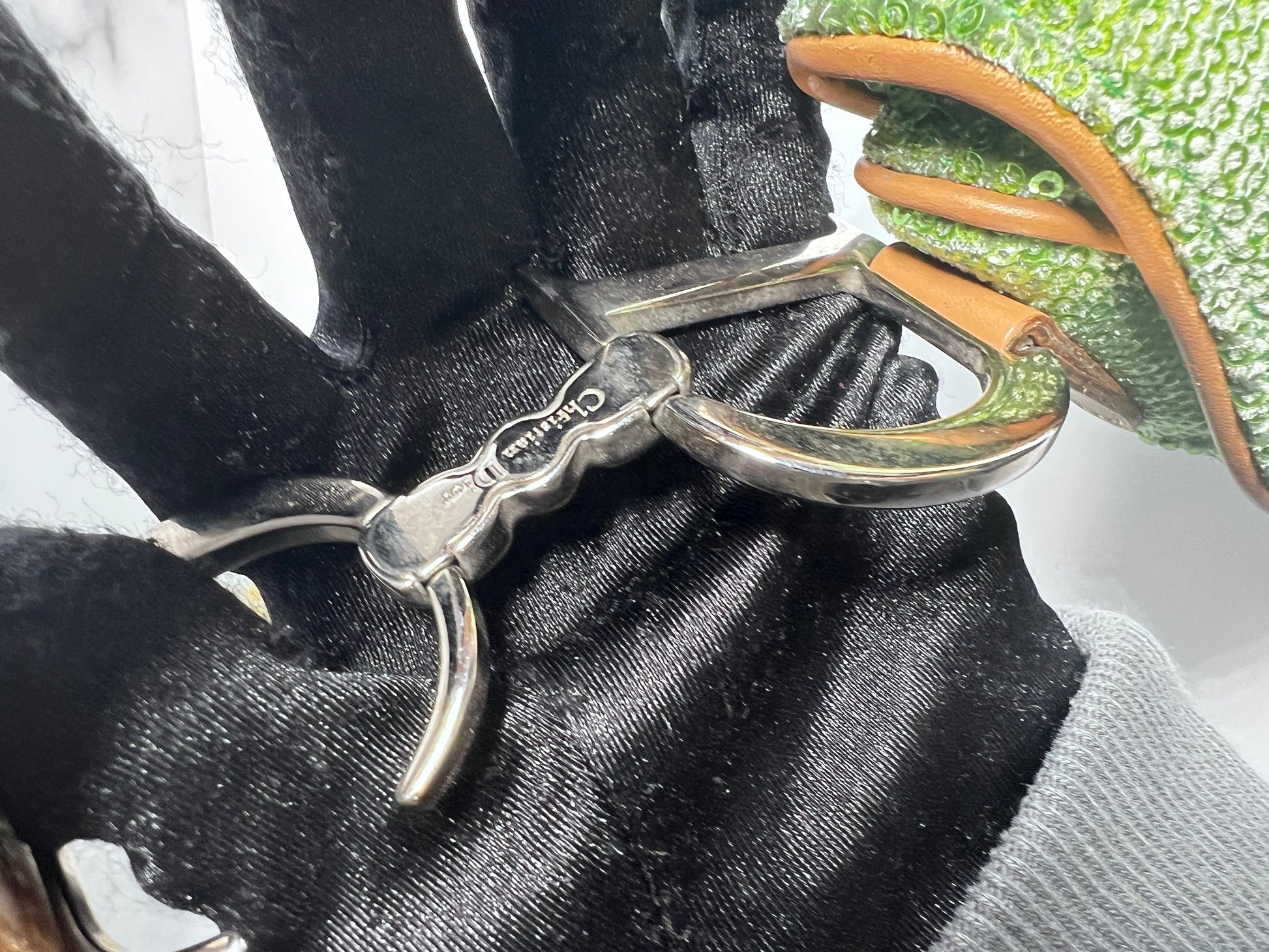 Ultra rare Dior green sequin double saddle bag