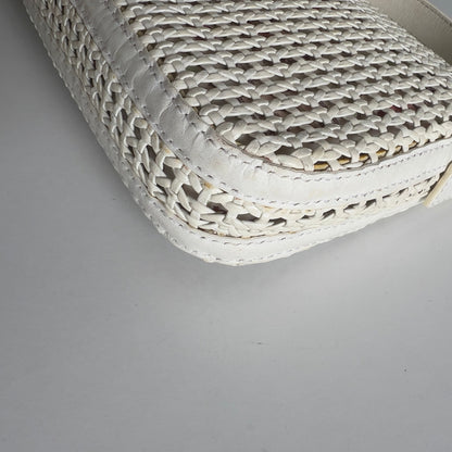 Vintage Fendi Offwhite Woven Leather Baguette