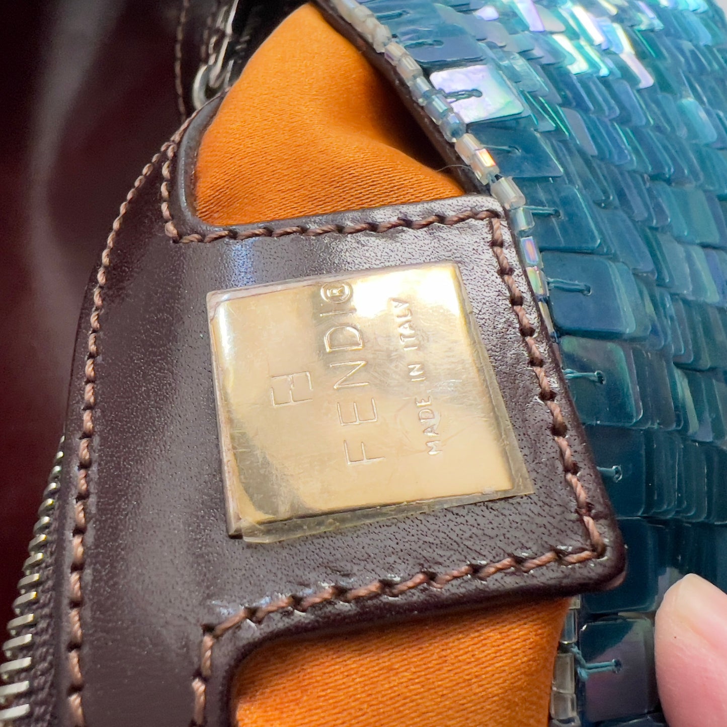 Vintage Fendi Blue Sequin Baguette