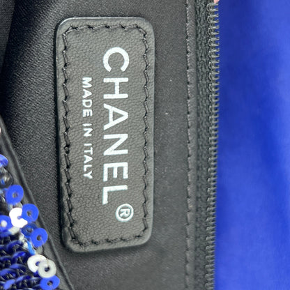 Chanel Blue marine sequin medium size single flap bag