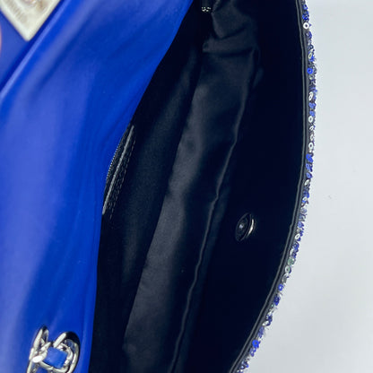 Chanel Blue marine sequin medium size single flap bag