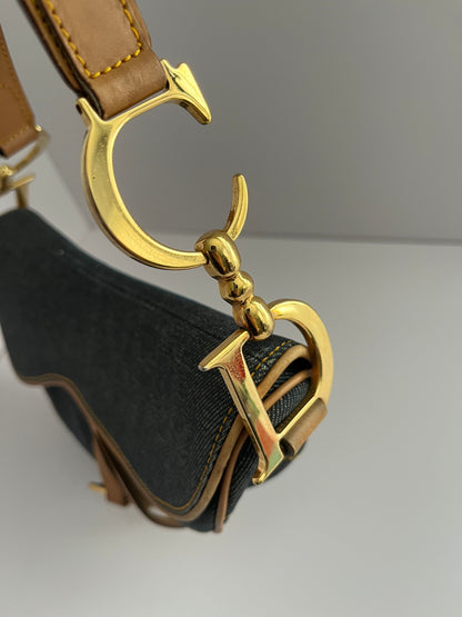 Dior saddle Jean leather gold hardware shoulder bag