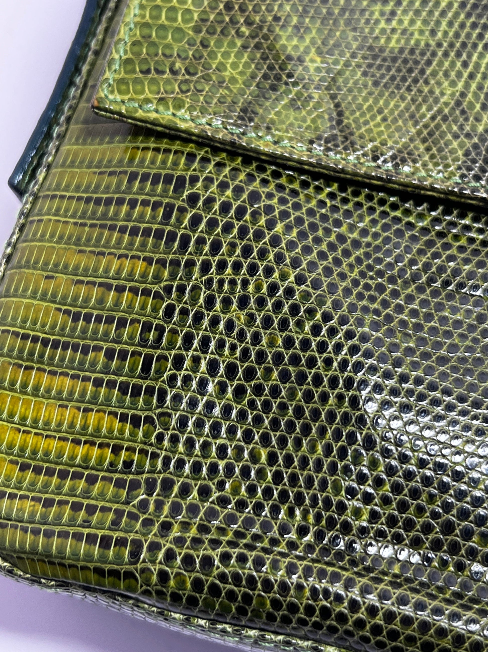 Vintage Fendi Green Lizard Skin Baguette