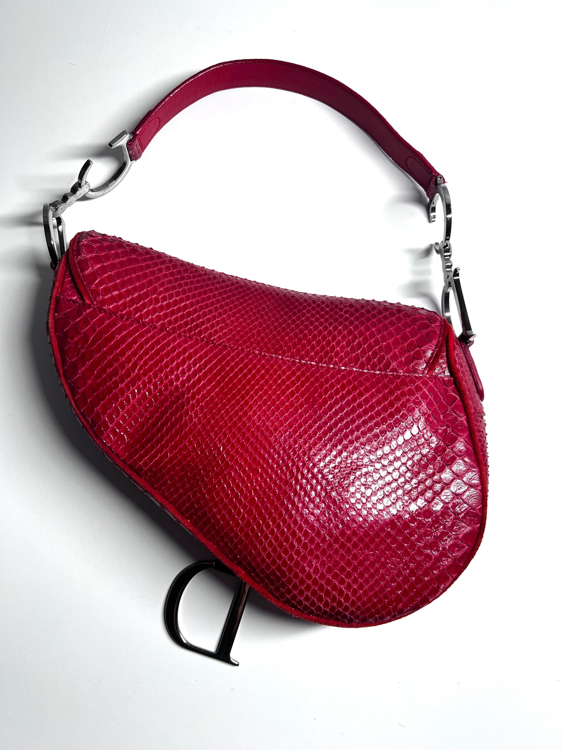 Vintage Dior red Python with suede saddle