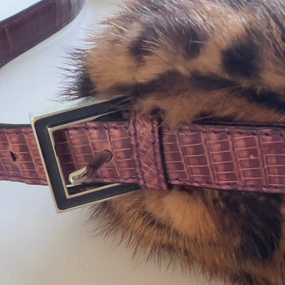 Vintage Fendi Cheetah Print Mink Fur Baguette