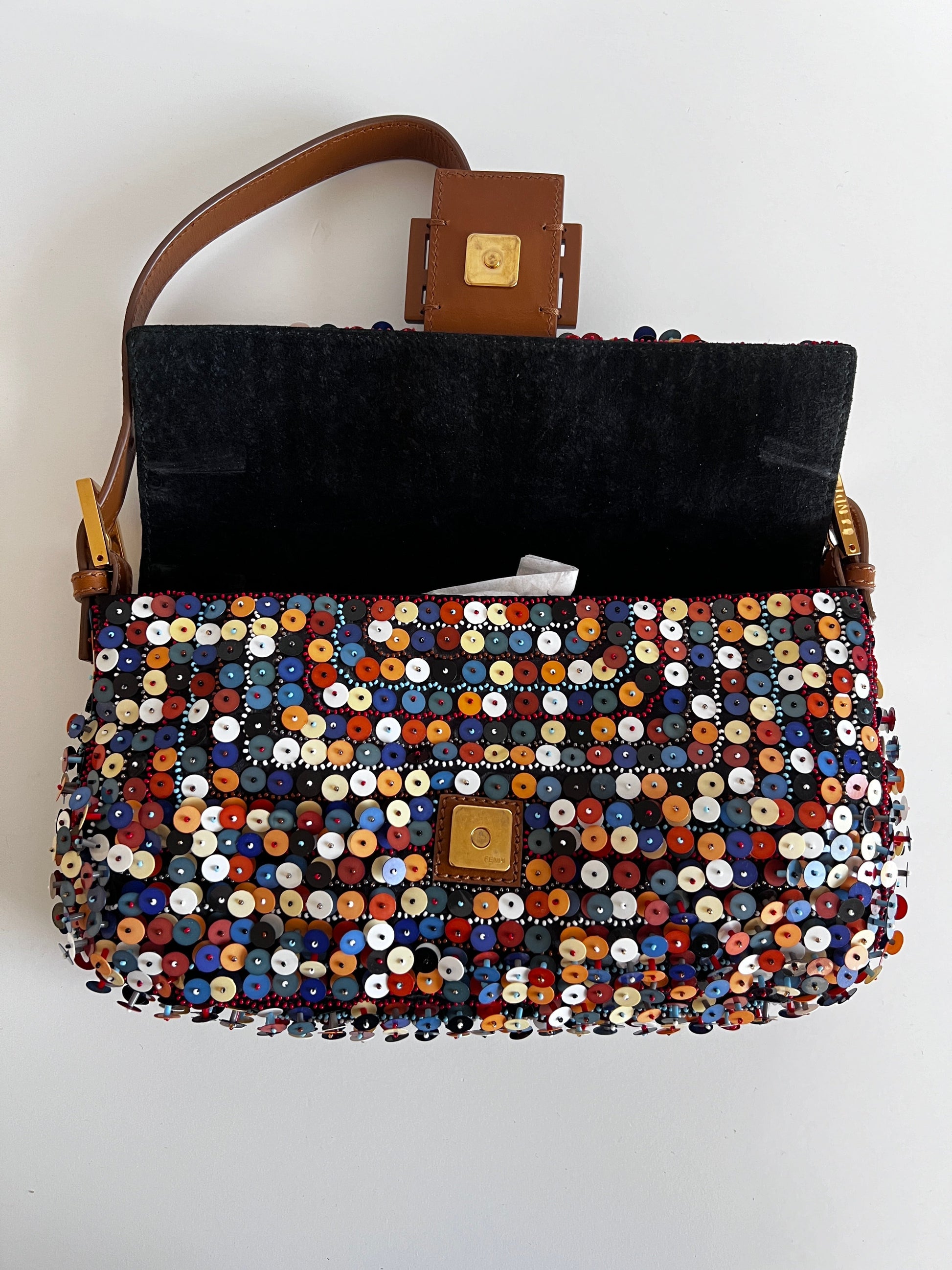 Fendi 3D multicolor sequin baguette