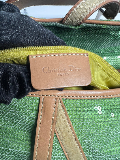 Ultra rare Dior green sequin double saddle bag