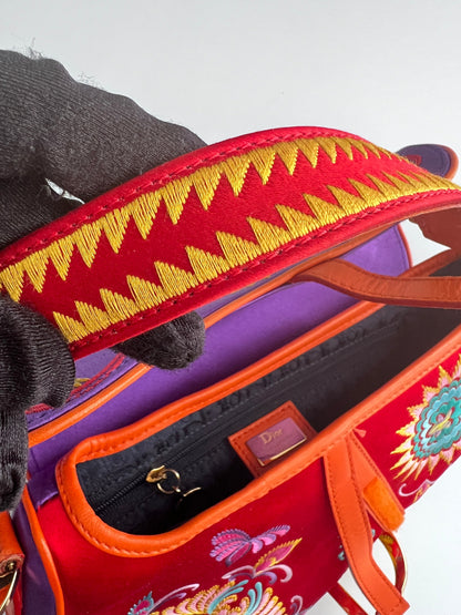 Dior Shanghai embroidered Phoenix satin saddle bag