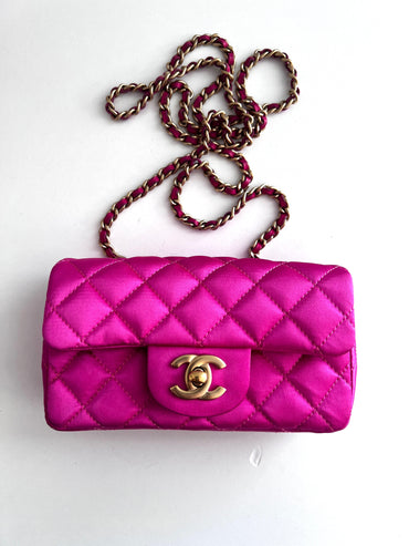 Vintage Chanel pink sequin mini flap bag