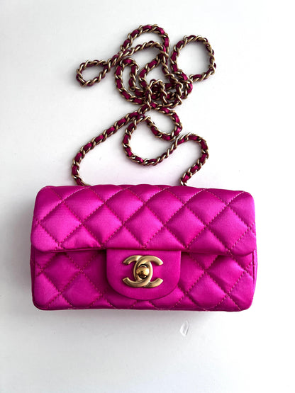 Vintage Chanel pink sequin mini flap bag