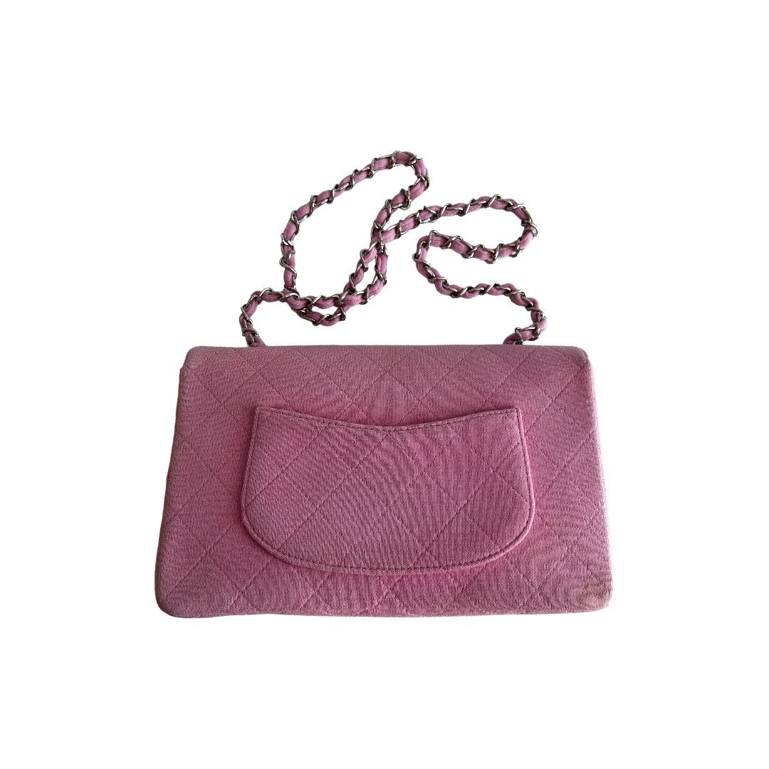 ChanelLight Pink Quilted Jersey Cotton Single Flap Bag