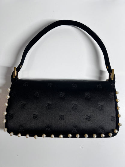 Fendi 15th anniversary satin pearl velvet baguette