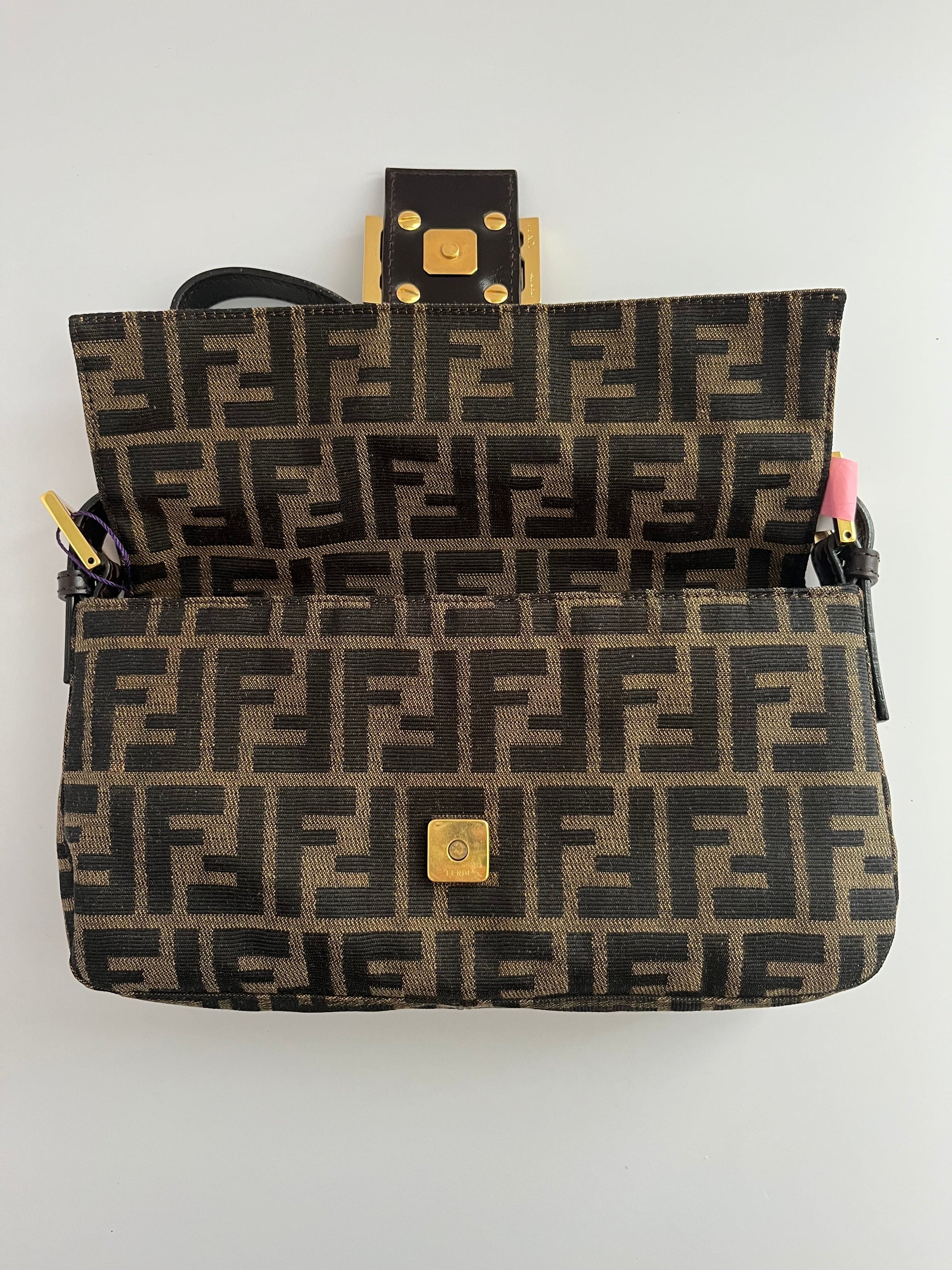 Fendi baguette FF gold hardware shoulder bag