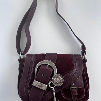 Dior brown suede mini size Gaucho bag