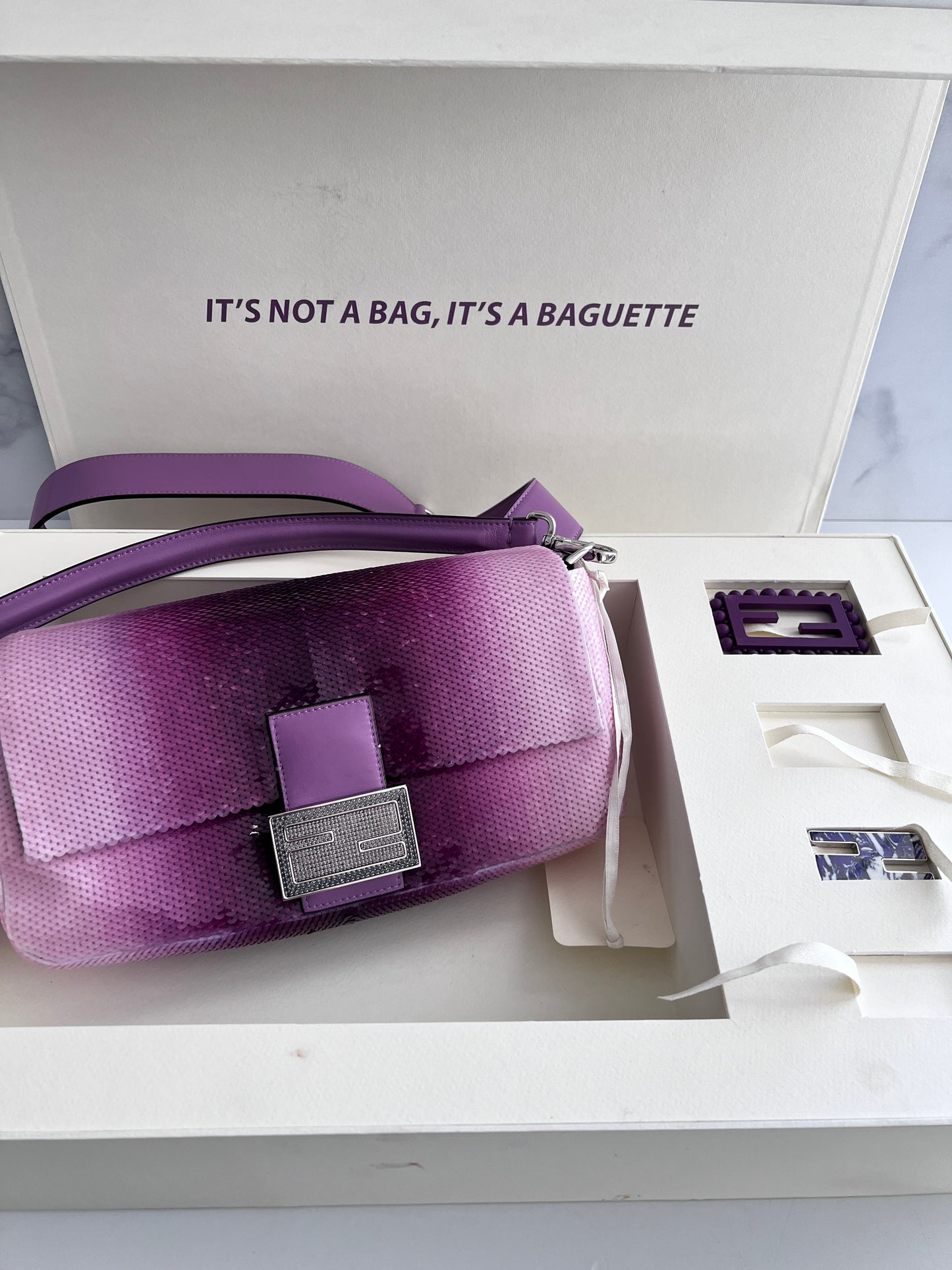 Fendi & SJP's purple sequin baguette