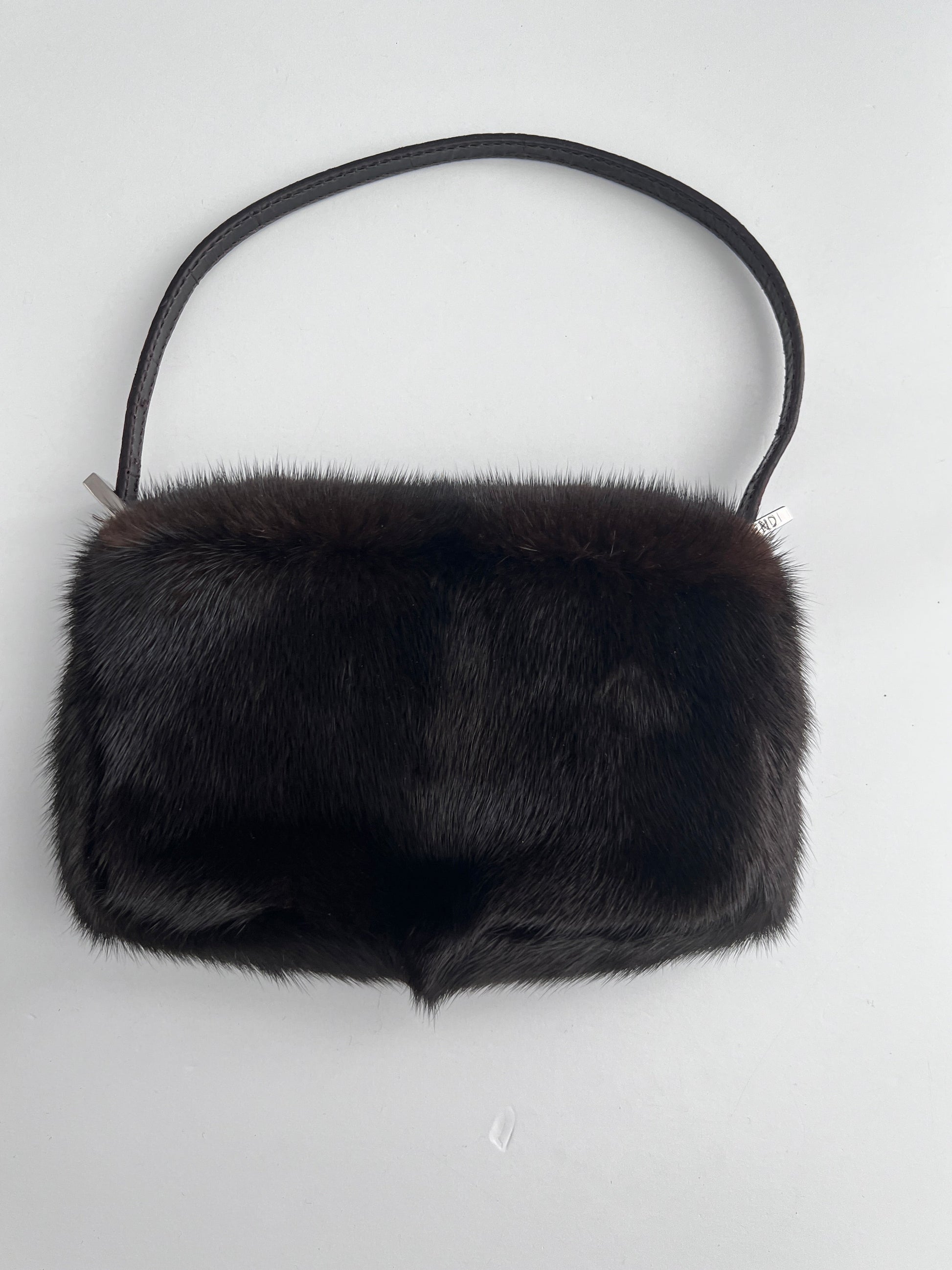 Vintage Fendi brown Mink fur mini baguette
