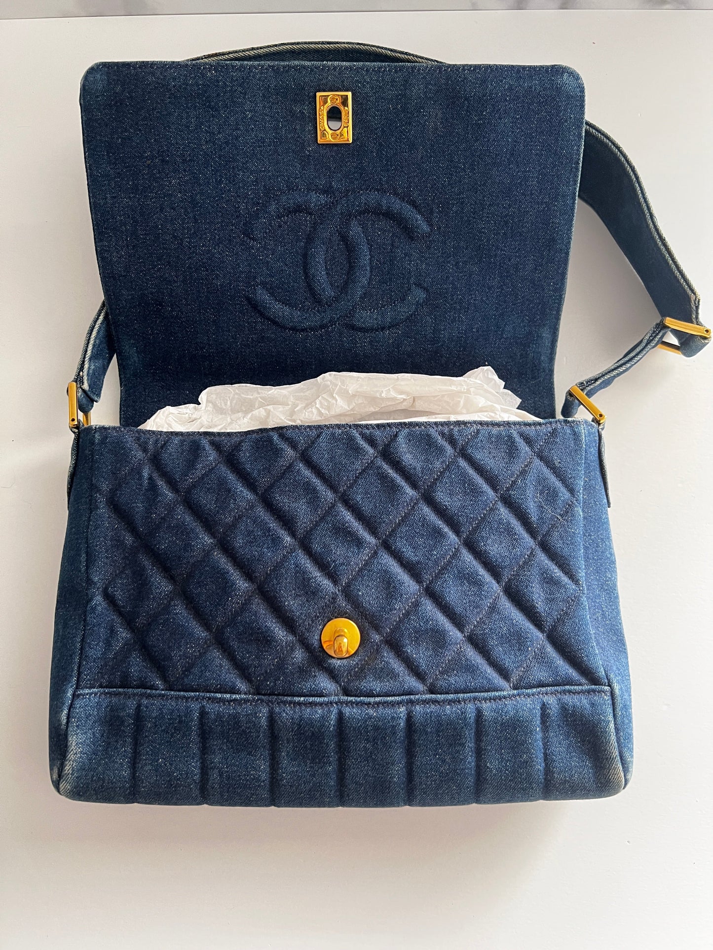 Vintage Chanel denim falp bag