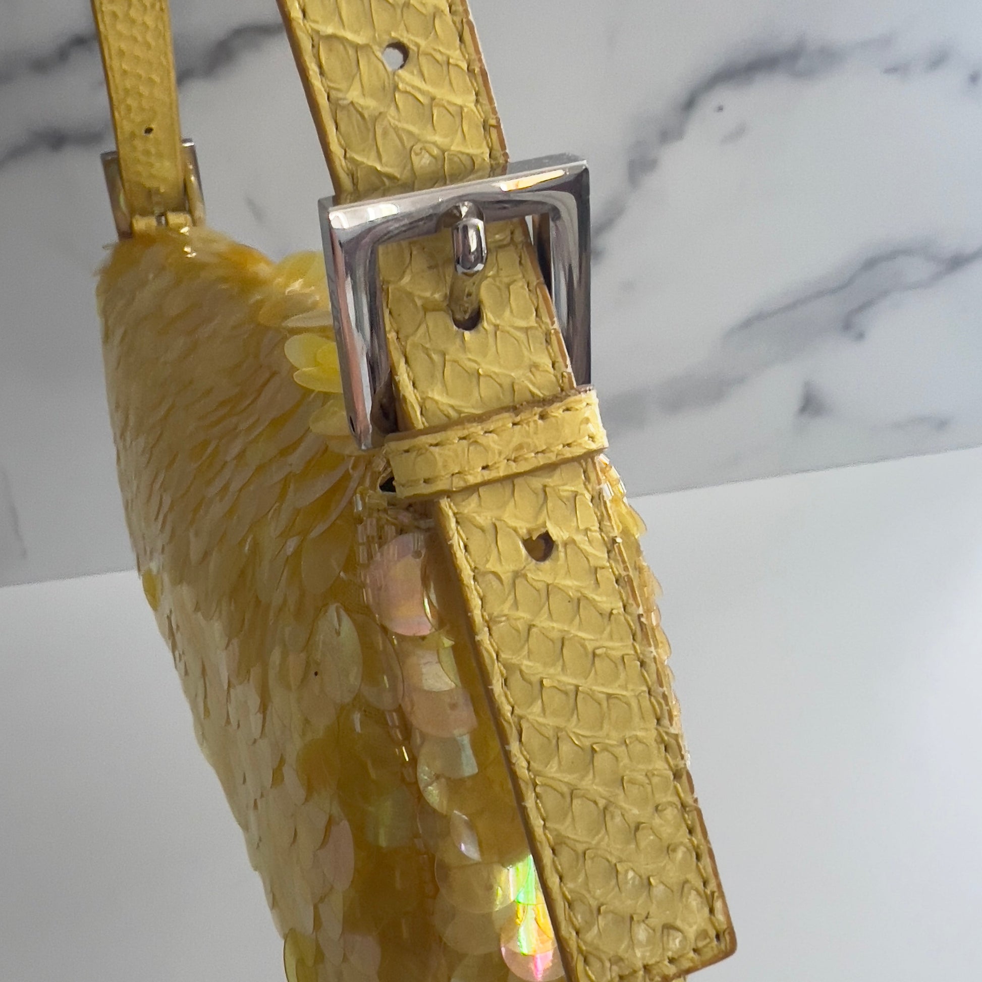 Vintage Fendi Yellow sequin Baguette