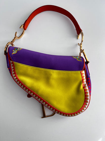 Dior Shanghai embroidered Phoenix satin saddle bag