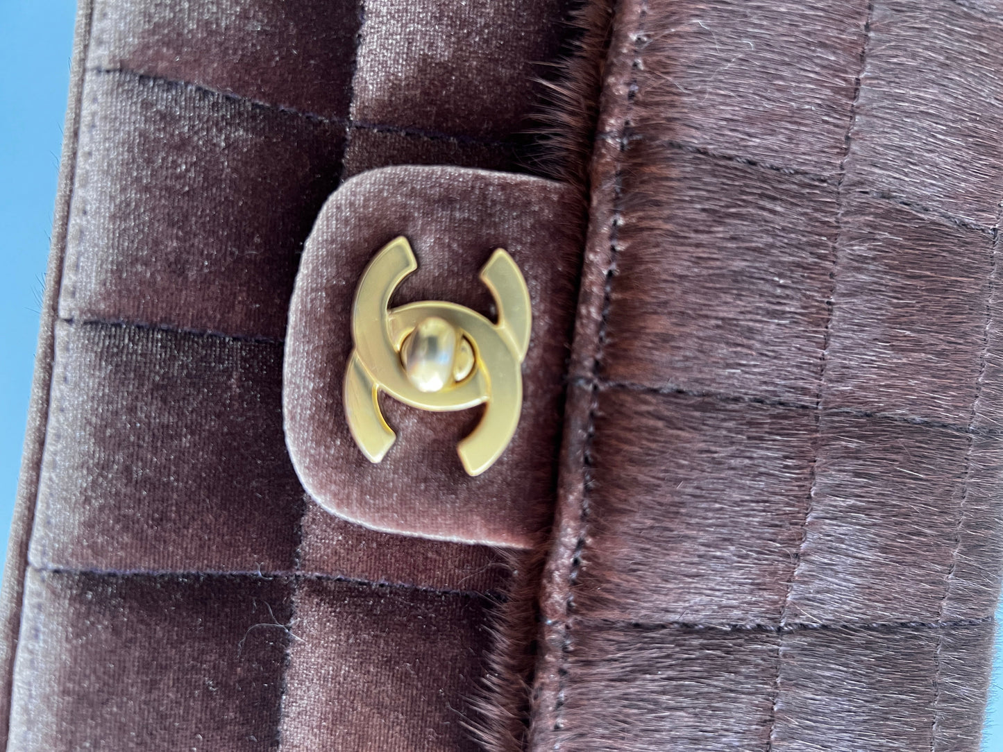 Chanel pony hair & velvet chocolate bar flap bag