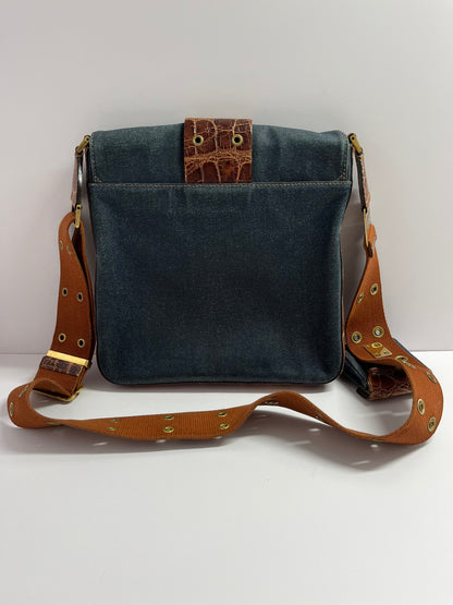 Dior blue denim leather shoulder bag