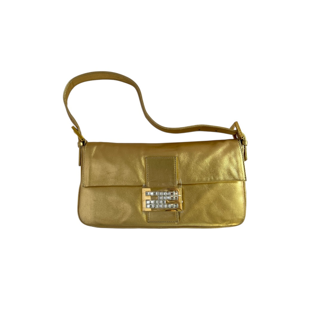 Fendi Fendi baguette vintage gold leather shoulder bag
