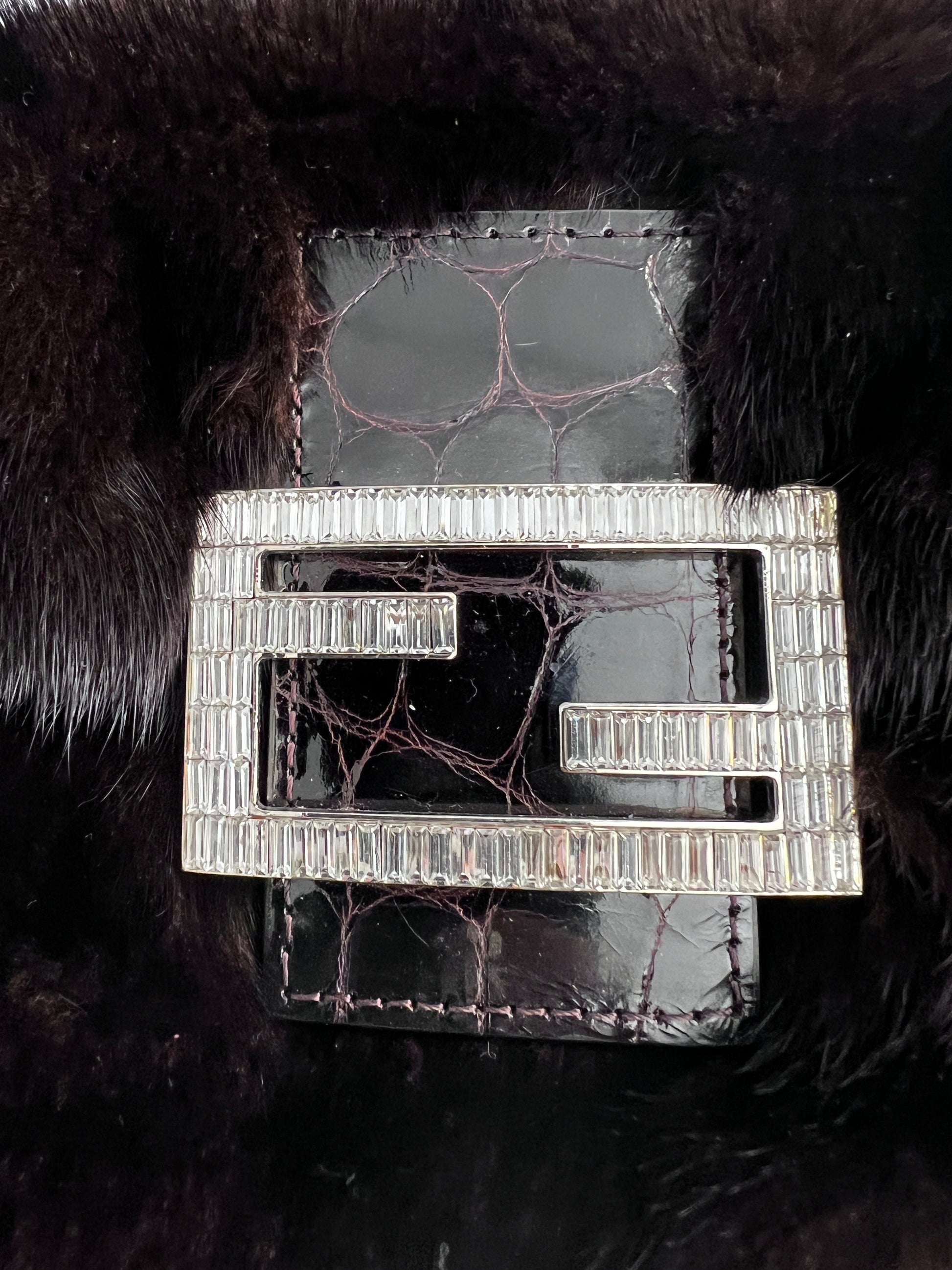 Vintage Fendi brown Mink fur mini baguette